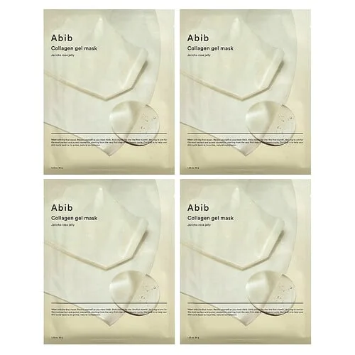 Abib, Mascarilla de belleza en gel con colágeno, Jalea de rosa de Jericó, 4 láminas, 35 g (1,23 oz) cada una