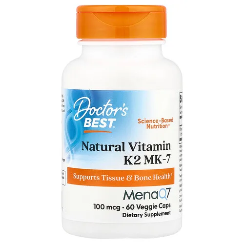Doctor's Best, Vitamina K2 natural en forma de MK-7 con MenaQ7, 100 mcg, 60 cápsulas vegetales