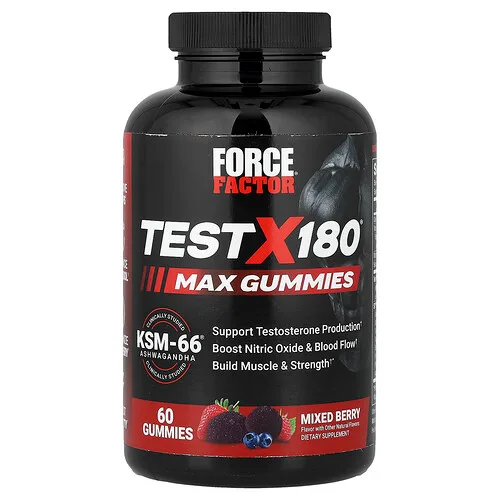 Force Factor, Test X180® Max Gomitas, Bayas mixtas, 60 gomitas