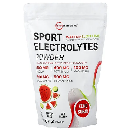 Micro Ingredients, Electrolitos deportivos en polvo, Sandía y lima, 907 g (2 lb)