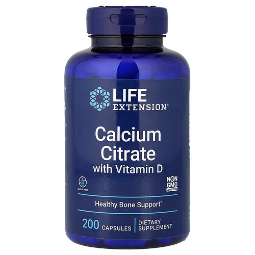 Life Extension, Citrato de calcio con vitamina D, 200 cápsulas