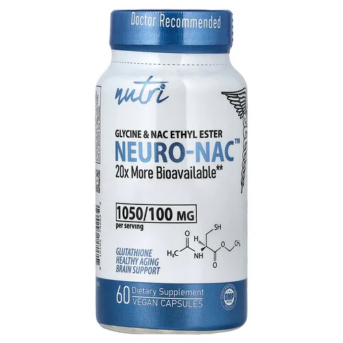 Nutri, NEURO-NAC™, Éster etílico de glicina y NAC, 60 cápsulas veganas
