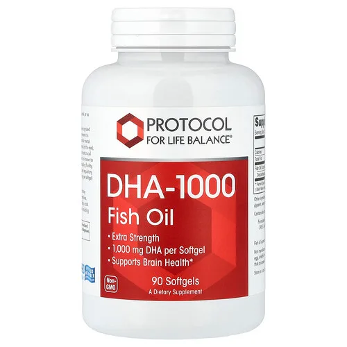 Protocol for Life Balance, DHA-1000, Aceite de pescado con ácido docosahexaenoico, 1000 mg, 90 cápsulas blandas