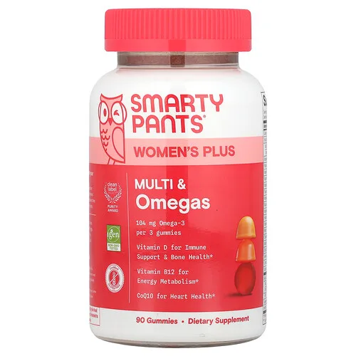 SmartyPants, Women's Plus, Gomitas con múltiples ingredientes y omega, Crema de fresa, naranja y limón, 90 gomitas