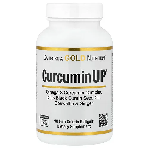 California Gold Nutrition, CurcuminUP™ con complejo de curcumina con omega-3, aceite de semilla de comino negro, Boswellia y jengibre, 90 cápsulas blandas de gelatina de pescado
