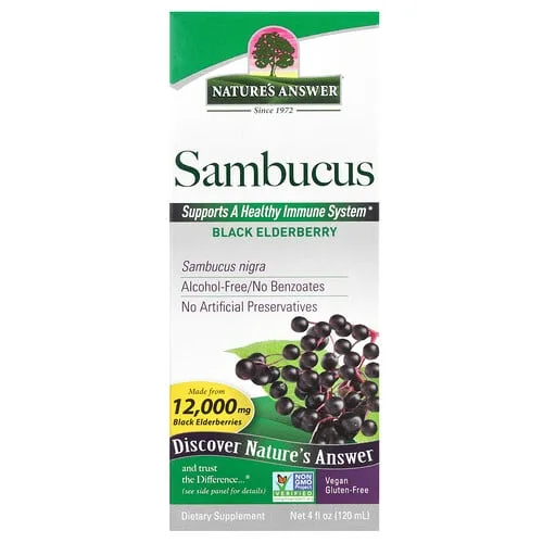Nature's Answer, Sambucus, Saúco negro, Sin alcohol, 2500 mg, 120 ml (4 oz. líq.)