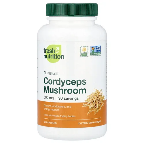 Fresh Nutrition, Hongo Cordyceps, 500 mg, 90 cápsulas