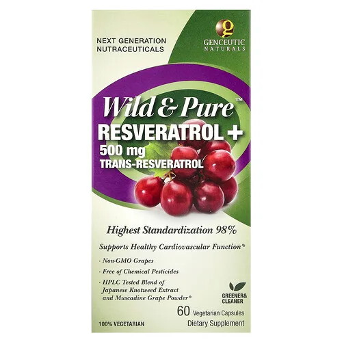 Genceutic Naturals, Wild & Pure™, Resveratrol+, 60 cápsulas vegetales