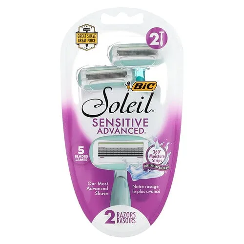 BIC, Soleil Sensitive Advanced, Afeitadoras desechables, 2 afeitadoras