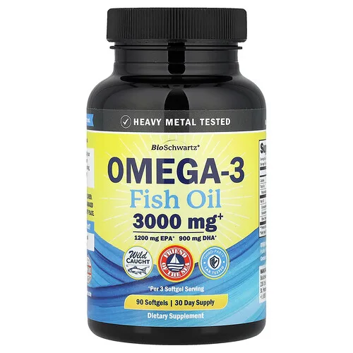 BioSchwartz, Aceite de pescado con omega-3, Limón, 3000 mg, 90 cápsulas blandas