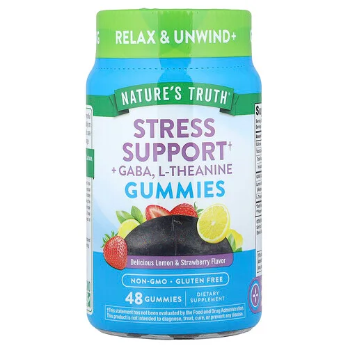 Nature's Truth, Refuerzo contra el estrés con GABA, L-teanina, Limón y fresa, 48 gomitas