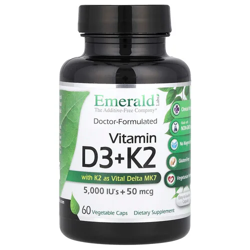 Emerald Laboratories, Vitamina D3 + K2, 60 cápsulas vegetales