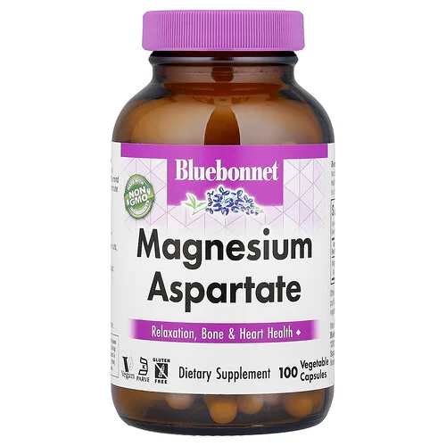 Bluebonnet Nutrition, Aspartato de magnesio, 100 cápsulas vegetales (200 mg por cápsula)
