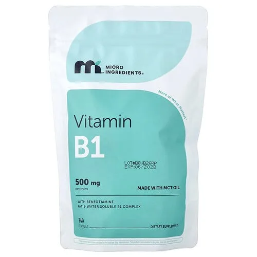 Micro Ingredients, Vitamina B1 con benfotiamina, 240 cápsulas blandas