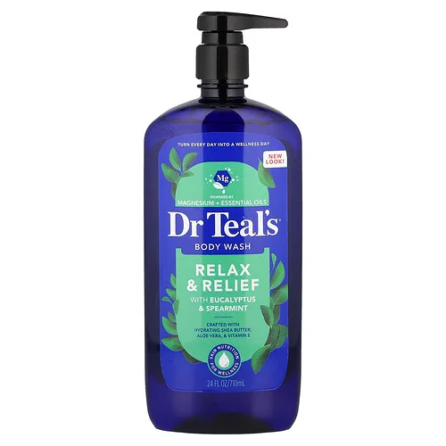 Dr. Teal's, Jabón líquido para el cuerpo, Relajación y alivio, Eucalipto y hierbabuena, 710 ml (24 oz. líq.)