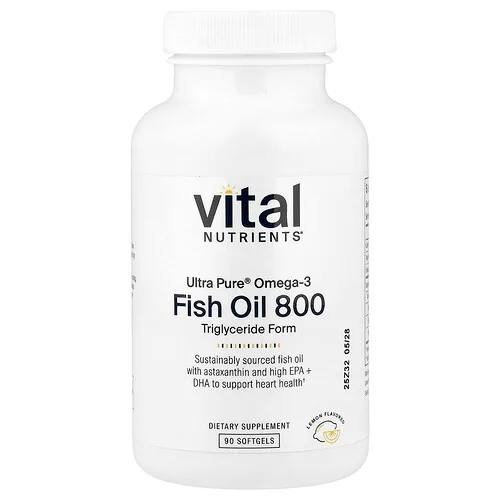 Vital Nutrients, Omega-3 Ultra Pure®, Aceite de pescado 800, Limón, 90 cápsulas blandas