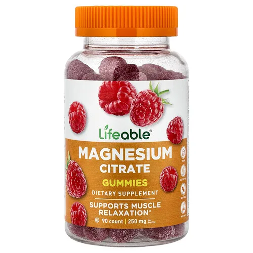 Lifeable, Gomitas de citrato de magnesio, Frambuesa, 90 gomitas (83,3 mg por gomita)