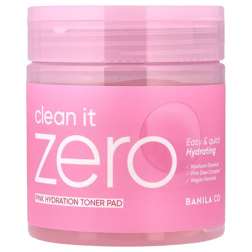 Banila Co, Clean it Zero, Almohadilla tónica de hidratación rosa, 70 almohadillas, 235 ml (7,94 oz. Líq.)