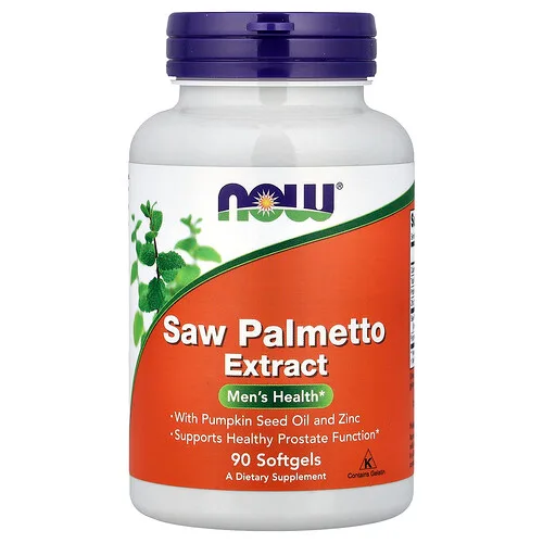 NOW Foods, Extracto de palma enana americana, Con aceite de semilla de calabaza y zinc, 160 mg, 90 cápsulas blandas