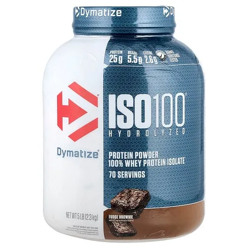 Dymatize, ISO100® hidrolizado, 100 % aislado de proteína de suero de leche, Brownie con dulce de leche, 2,3 kg (5 lb)