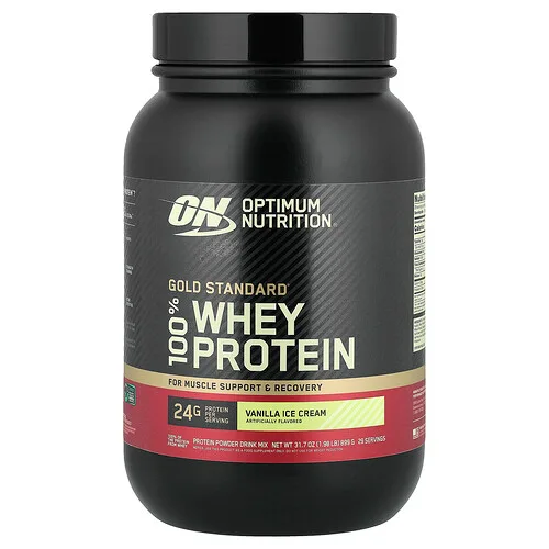 Optimum Nutrition, Gold Standard 100% Whey, Helado de vainilla, 907 g (2 lb)