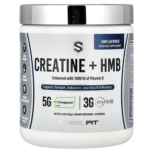 SteelFit, Creatina con HMB, Sin sabor, 240 g (8,5 oz)