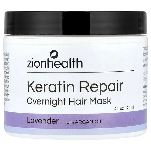 Zion Health, Mascarilla reparadora de noche con queratina para el cabello, Lavanda, 120 ml (4 oz. líq.)
