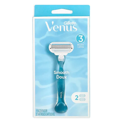 Gillette, Afeitadora Venus, Suave, 1 afeitadora y 2 cartuchos