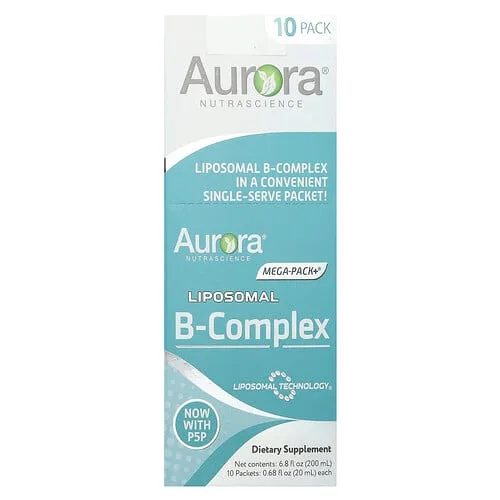 Aurora Nutrascience, Complejo de vitaminas B liposomal, 10 sobres, 20 ml (0,68 oz. líq.) cada uno