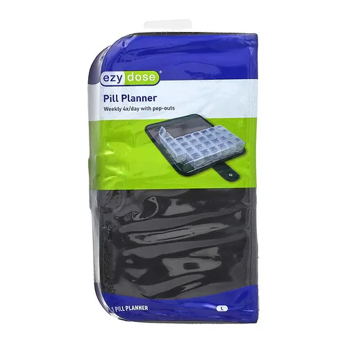 Ezy Dose, Planificador de pastillas semanal 4 veces por día con ventanas emergentes, Grande, 1 unidad