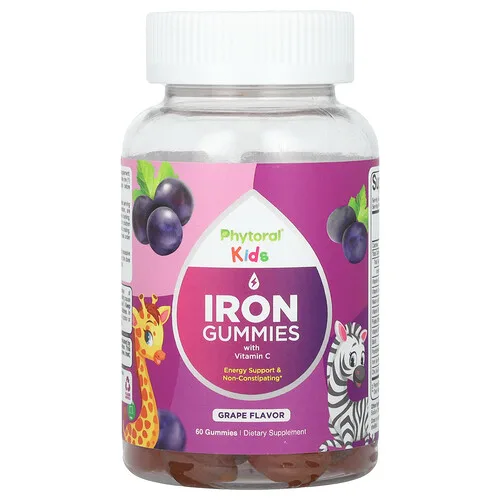 Phytoral, Niños, Gomitas de hierro con vitamina C, Uva, 60 gomitas