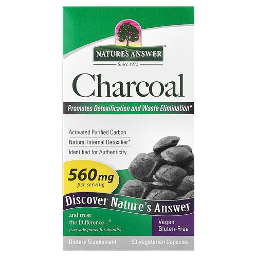 Nature's Answer, Carbón vegetal, 90 cápsulas vegetales (280 mg por cápsula)