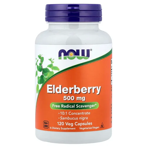 NOW Foods, Saúco, 500 mg, 120 cápsulas vegetales