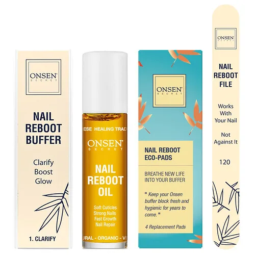 Onsen Secret, Kit de restauración de uñas con aceite, Kit de 7 piezas