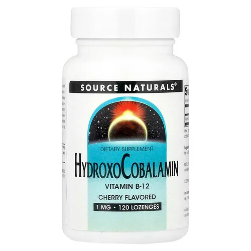 Source Naturals, Hidroxocobalamina, Vitamina B12, Cereza, 1 mg, 120 pastillas