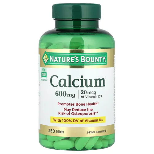 Nature's Bounty, Calcio 600 con Vitamina D3, 250 Tabletas