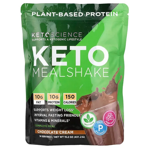 Keto Science, Batido de comida cetogénico, Crema de chocolate`` 431,2 g (15,2 oz)